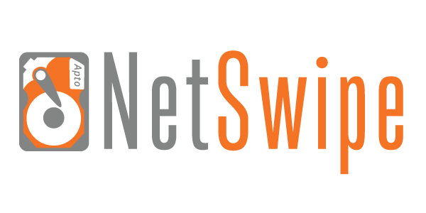 Logo for netswipe featuring a symbol representing a hard drive.