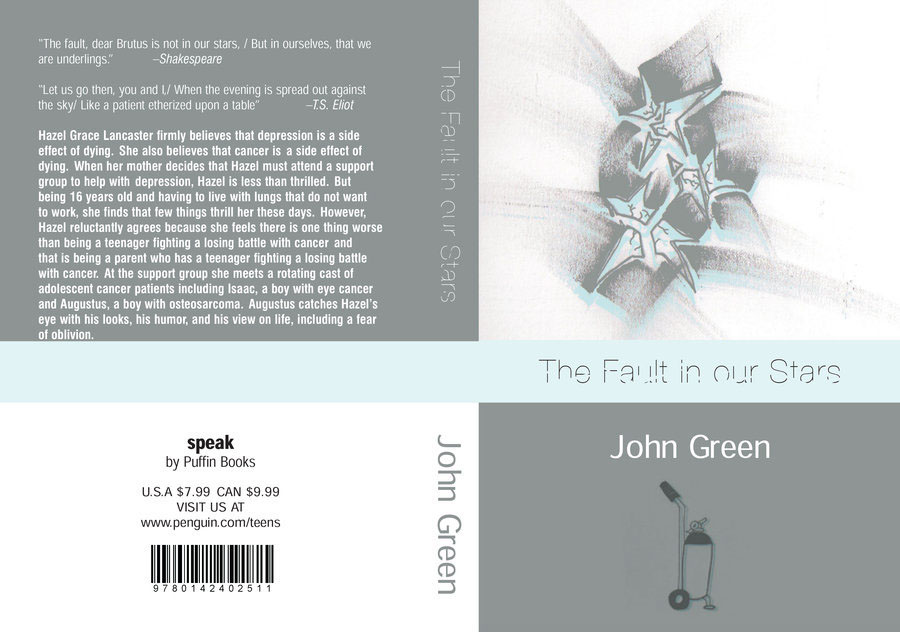 A book cover for John Green's The Fault in Our Stars.